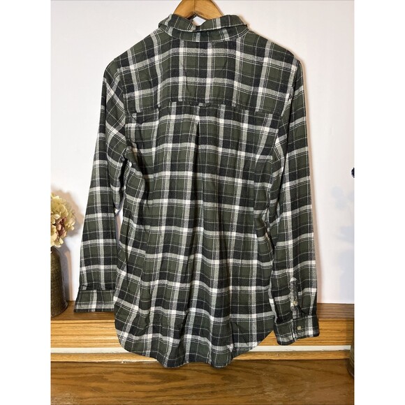American Eagle Women’s Green White Plaid Button Up Shirt Soft Large - Picture 4 of 4